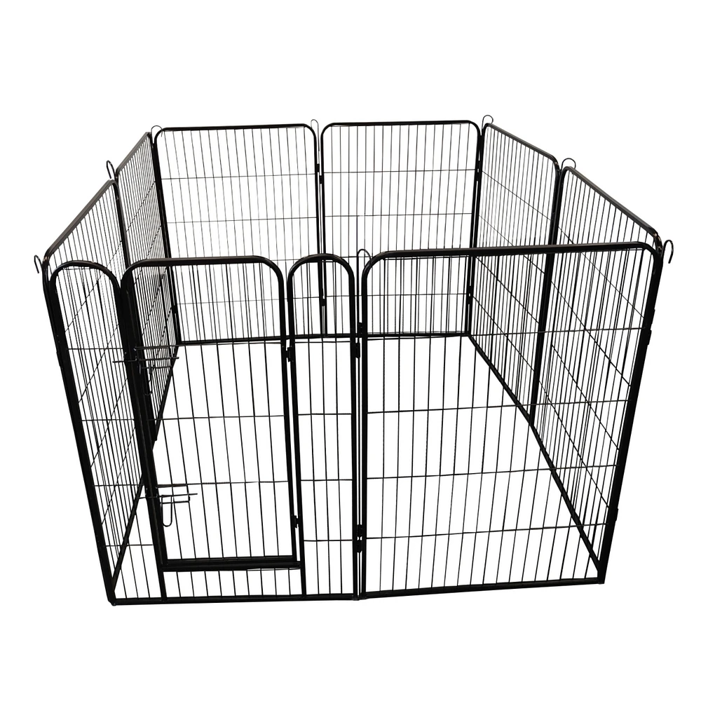 Flynama Metal Pet Playpen 39.13-in x 21.98-in Black Metal Indoor/Outdoor Playpen