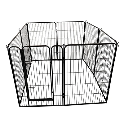 Flynama Metal Pet Playpen 39.13-in x 21.98-in Black Metal Indoor/Outdoor Playpen