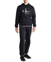 Calvin Klein Men's Long Sleeve Monogram Logo Fleece Pullover Hoodie