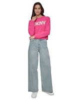 Dkny Jeans Women's Tinsel Logo Boucle Sweater 