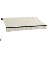 8' x 6.5' Retractable Awning, Patio Awning Sunshade Shelter with Manual Crank Handle, 280gsm Uv Resistant Fabric and Aluminum Frame for Deck, Balcony,