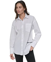 Dkny Jeans Women's Oversized Logo-Print Shirt - WHB