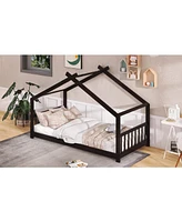 Slickblue Twin Wooden House Bed for Children