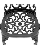 Simplie Fun Cast Aluminum Patio Dining Chair 6PCS With Black Frame and Cushions In Random Colors