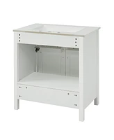 Simplie Fun 30-Inch Bathroom Vanity with Ceramic Sink and Ample Storage - The Perfect Choice for Small Bathrooms