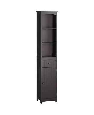 Streamdale Furniture Bathroom Storage Cabinet, Free Standing Bathroom Storage Unit, Tall Linen Tower with 3-Tier Shelves and Drawer, Brown