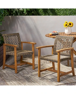 Streamdale Furniture Hampton Wood And Wicker Dining Chair(Set Of 2)