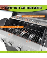 Simplie Fun Propane Grill 4 Burner Barbecue Grill Stainless Steel Gas Grill with Side Burner, 46,500 Btu Outdoor Cooking, Patio, Garden Barbecue Grill