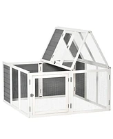 Simplie Fun Rabbit Hutch, Wooden Outdoor Bunny Cage with an Openable Foldable Top, Door, Guinea Pig Hutch for Backyard, Garden, fits 1