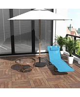 Folding Chaise Lounge Chair, Pool Sun Tanning Chair, Outdoor Lounge Chair with Reclining Back, Breathable Mesh Seat, Headrest for Beach, Yard, Patio,