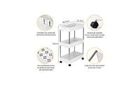Slickblue 3-Layer Mobile Multi-Functional Storage Cart for Kitchen, Bathroom, and Laundry Room, Plastic & Stainless Steel