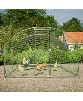 Simplie Fun Large Chicken Coop Metal Chicken Run with Waterproof and Anti-uv Cover, Dome Shaped Walk