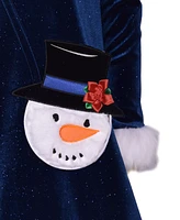 Bonnie Jean Little Girls Glitter Stretch Velvet Dress with Snowman Bag, 2-Piece Sets