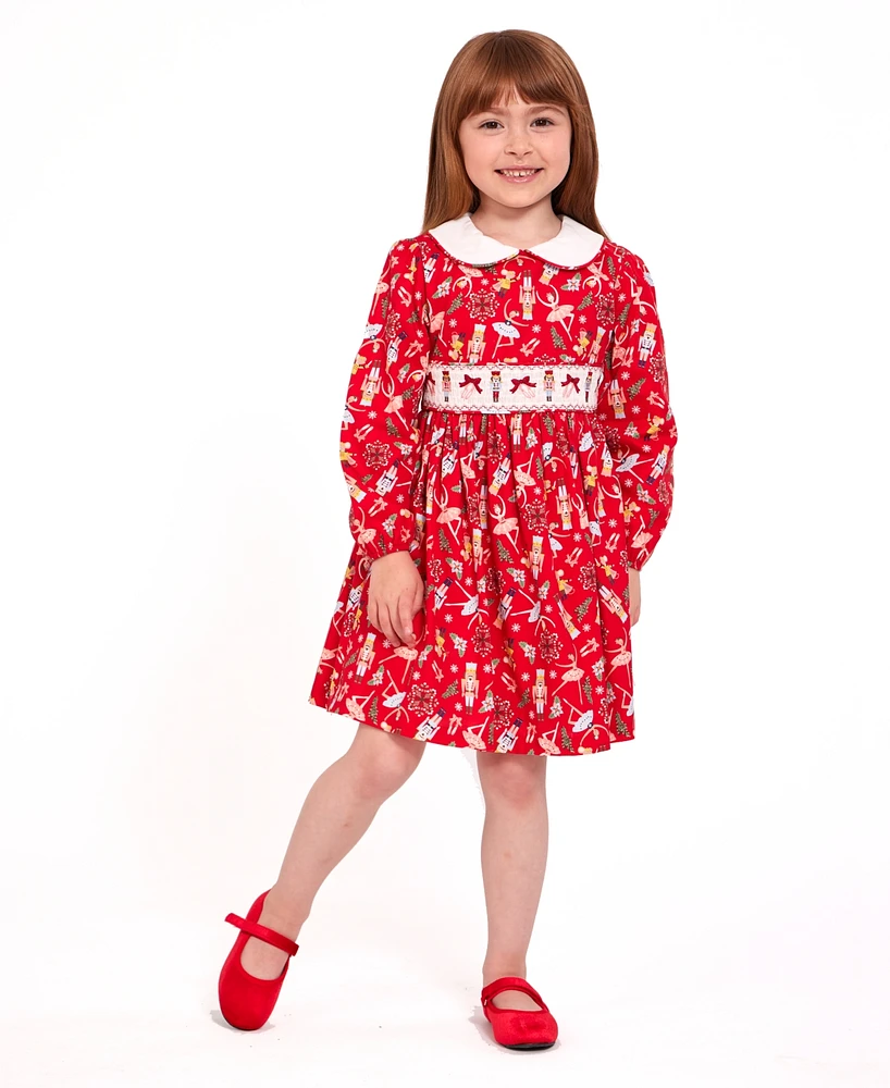 Bonnie Jean Toddler Girls Nutcracker Print Dress