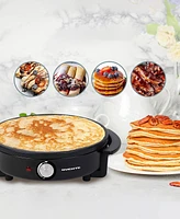 Ovente 12 Inch, Electric Crepe Maker and Pancake Griddle Cooktop with Nonstick Hot Plate CRM1122B