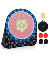 Costway Large Dart Board for Kids with 4 Kick Balls, Carrying Bag Giant Outdoor