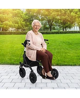 Costway Foldable Height Adjustable Rollator Walker with Seat, Storage Bag for Seniors