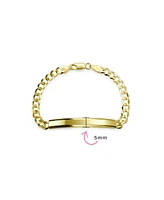 Bling Jewelry Bar Name Plated identification Id Bracelet For Men 5 Mm Miami Cuban Curb Link Chain Link 180 Gauge Yellow Gold Plated Sterling Silver
