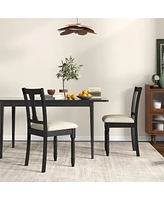 Gymax Set of 4 Upholstered Wooden Dining Chair w/ Seat Storage Space Brown