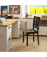 Gymax Set of 4 Upholstered Wooden Dining Chair w/ Seat Storage Space Brown