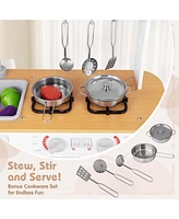 Kids Kitchen Play Set with Stove Removable Sink Oven Microwave Dish Washer