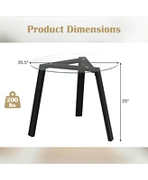 Costway 36" Round Glass Dining Table for 4 with Tempered Tabletop Rubber Wood Frame
