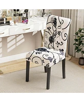Set of 2 Tufted Dining Chair Parsons Upholstered Fabric Chair with Wooden Legs