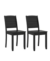 Costway Armless Wood Dining Chair Set of 2 with Rubber Legs Curved Backrest Kitchen