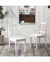 Wood Dining Chair Set of 2 with Rubber Legs Curved Backrest for Kitchen