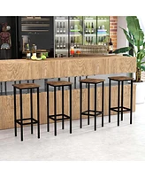 Costway 28" Bar Stools Set of 4 Backless Dining Stools with Footrest Sturdy Metal Frame