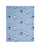 Lambs & Ivy Bubbles & Squirt Blue Ocean/Aquatic Whale Soft Fleece Baby Blanket