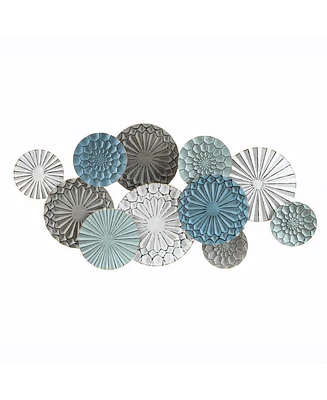 LuxenHome Multi-Color Metal Floral Layered Plates Wall Art - Multi