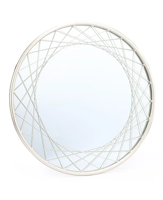 LuxenHome Silver Metal Frame Round Accent Wall Mirror