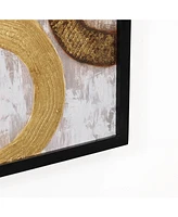 LuxenHome 2-Piece Gold and Brown Metal with Black Rectangle Frame Wall Decor Set