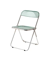 Streamdale Furniture Folding blue-green Chair Transparent Chairs-Ghost Stackable Crystal Folding Chair-pc Plastic Living Room Seat