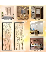 LuxenHome Gold Metal Branch Wall Decor, Set of 2