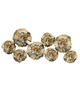 LuxenHome 40-In Wide Gold Metal Modern Flowers Wall Decor