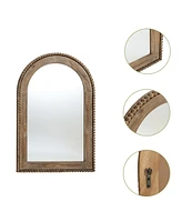 LuxenHome Wood Framed Arch Window Wall Mirror