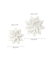 LuxenHome 2-Pc White Metal Lotus Flowers Wall Decor Set