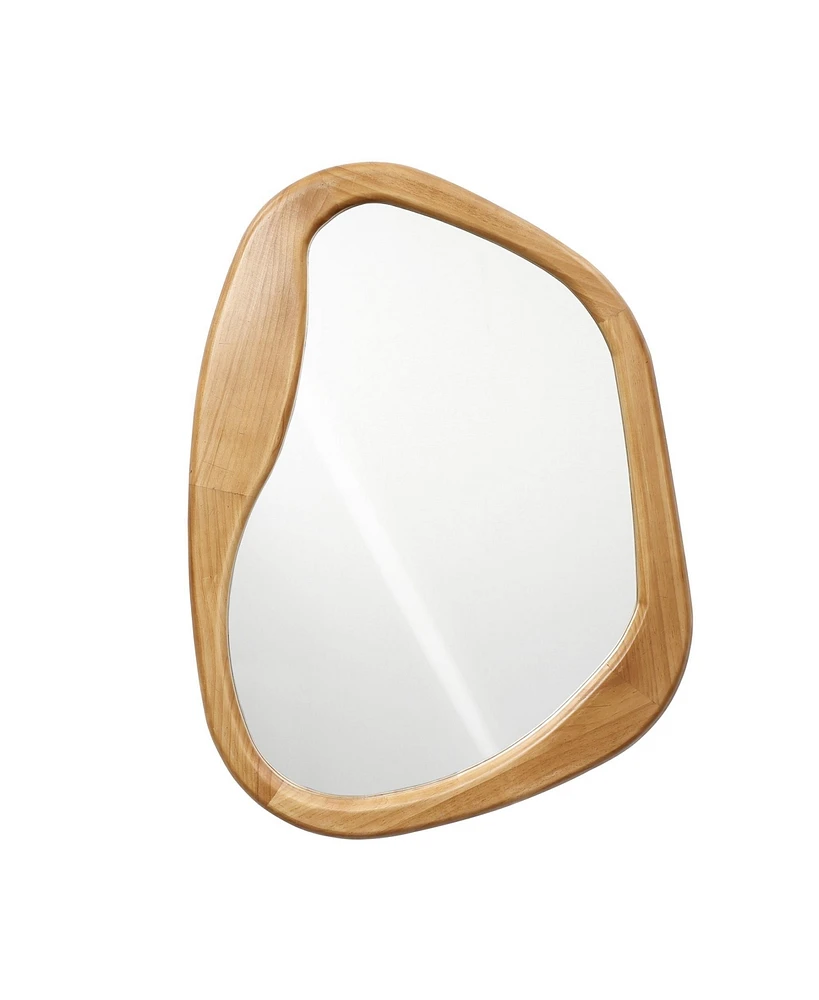 LuxenHome Freeform Pine Wood Frame Oblong Wall Mirror