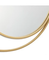 LuxenHome Orbit Modern Gold Metal Frame Round Wall Mirror