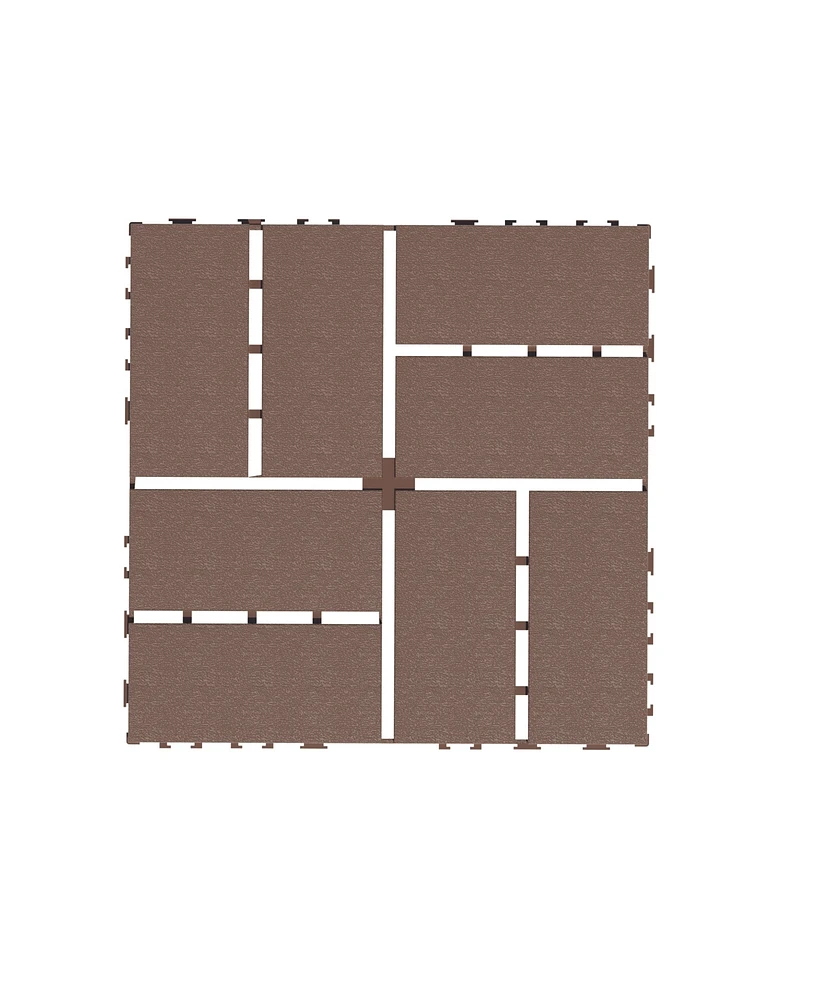 Plastic Interlocking Deck Tiles,44 Pack Patio Deck Tiles,12" x12" Square Waterproof Outdoor All Weather Use, Patio Decking Tiles for Poolside Balcony