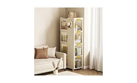 Slickblue 4-Tier Rolling Storage Bookcase with Wheels Large Capacity Mobile Organizer