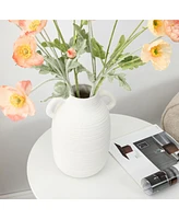 LuxenHome White Ceramic Jug 9.9-Inch Tall Round Vase