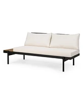 Theo 2-Seater Acacia Wood And Iron Sofa With Water-Resistant Cushions