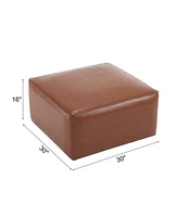 Square Pu Leather Ottoman,Black