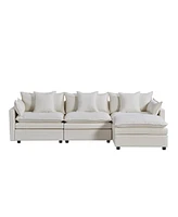 108.66" Modern Chenille L-shaped Sectional Sofa with Convertible Chaise, Comfy Cloud Couch Deep Sectional Sofa with Ottomans for Living Room