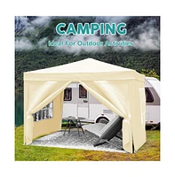 Streamdale Furniture 10'x10' Folding Canopy with 4 Removable Sidewalls Outdoor Event Shelter Upf 50+ Gazebo Portable Tents for Parties Beach Camping W