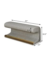 Entryway Bench Leather Upholstered Ottoman with Led sensor light for living room, bedroom, end of bed