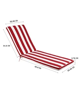1PCS Set Outdoor Lounge Chair Cushion Replacement Patio Funiture Seat Cushion Chaise Lounge Cushion-Red/white